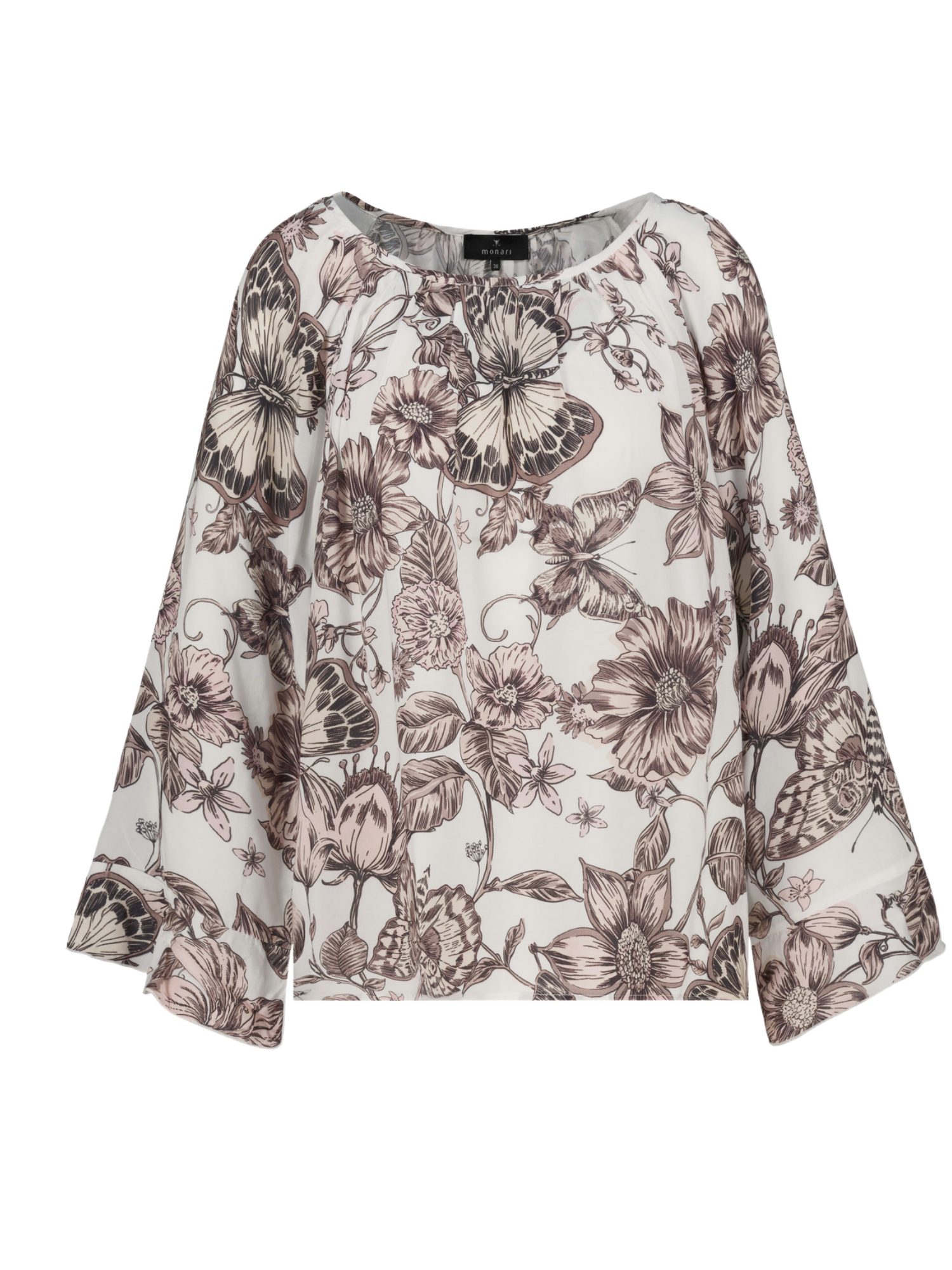 Monari Hemdbluse bunt,Casual,Viskose,Floral,Rundhals,7/8 Arm,Regular Fit