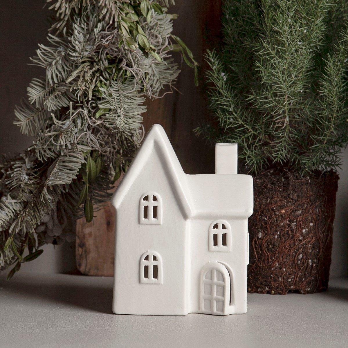 Windlicht Storefactory Dekorationshaus BYN Nr. 11 Keramik weiß, 12x8x16 cm