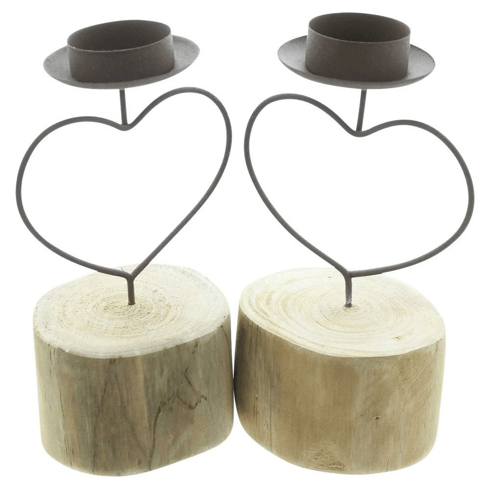 Home-trends24.de Teelichthalter Kerzenhalter Herz mit Sockel Teelicht Tisch Deko (2 St)
