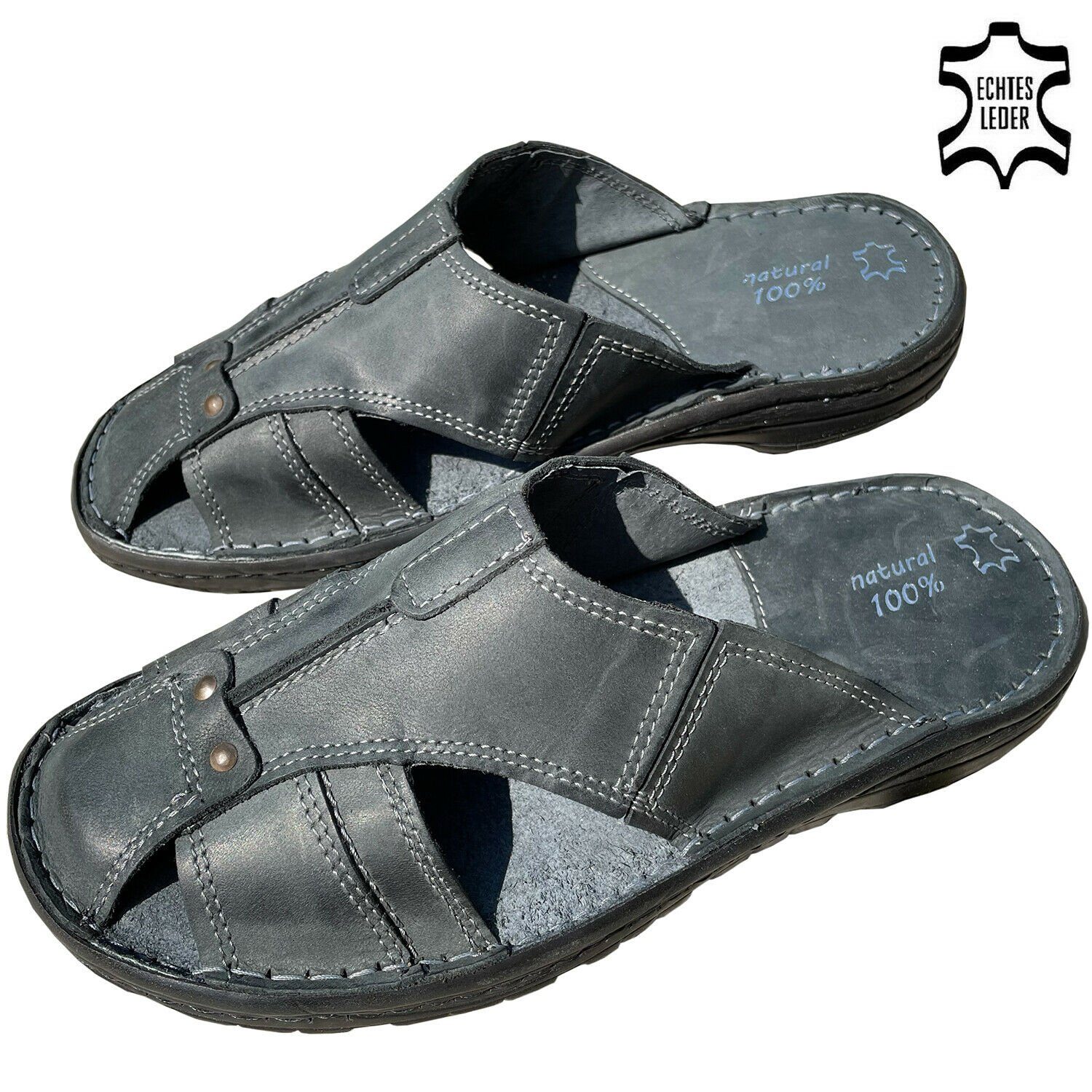 filsko Elegante Sommer Leder-Sandalen für Herren Sandale, Innenmaterial:  Gepolstertes Leder mit leichtem Profil