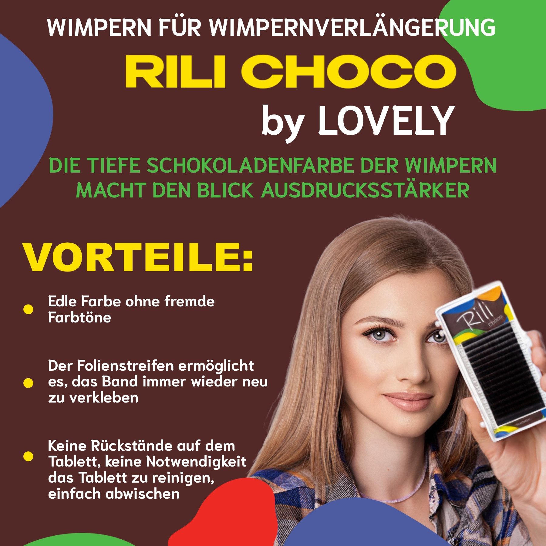 Lovely Einzelwimpern Wimpernverlängerung farbige dunkel braun Schokolade Wimpern Lovely