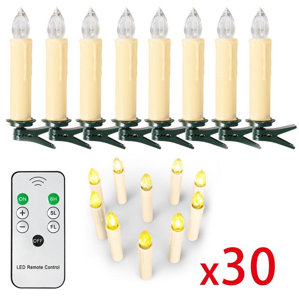 LED Weihnachten Lichterkette Kerze 30 LED Weinachtsbeleuchtung Warmweiß Innen 