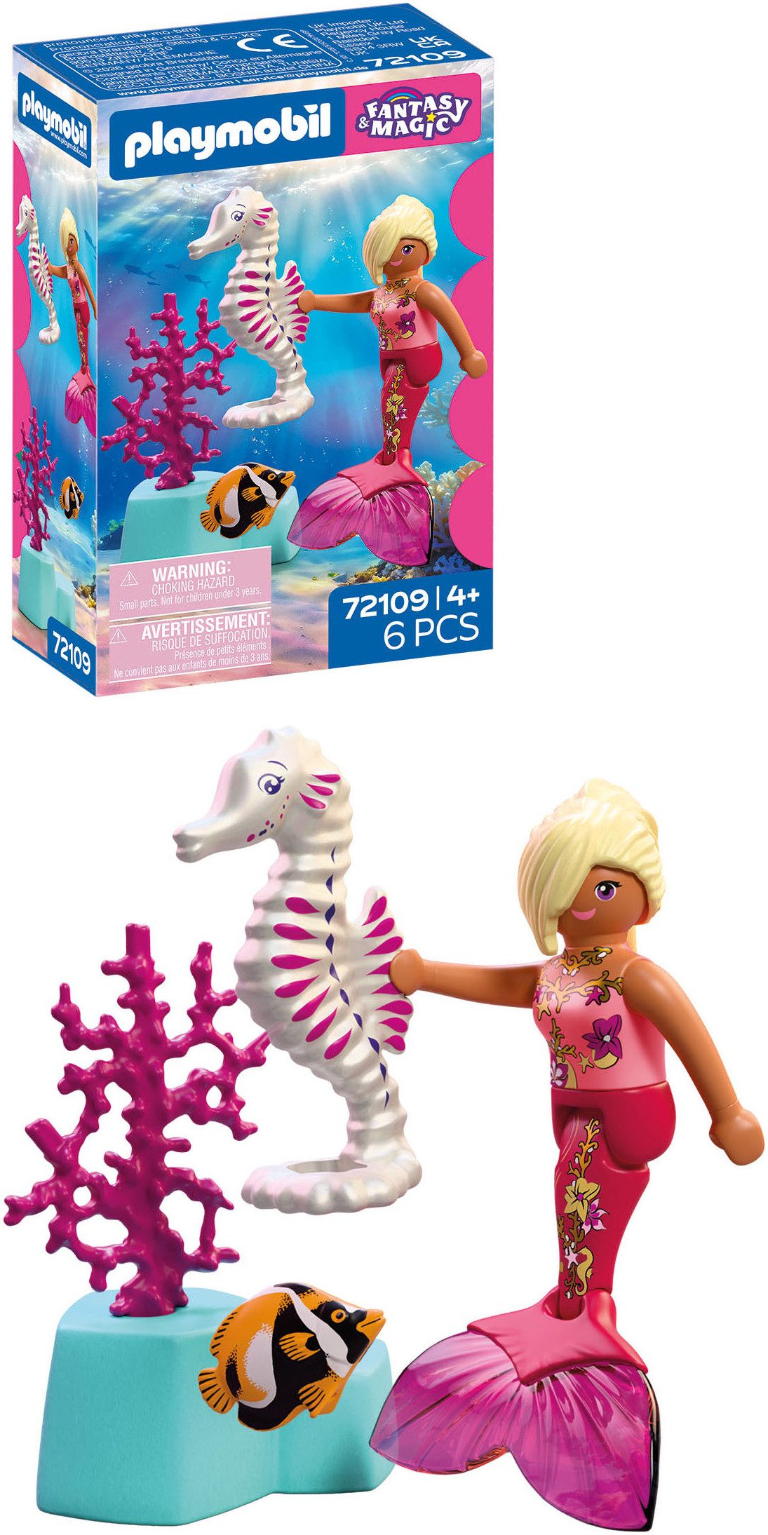 Playmobil® Meerjungfrau mit Seepferdchen (72109), Fantasy & Magic Konstruktions-Spielset, (6 St)