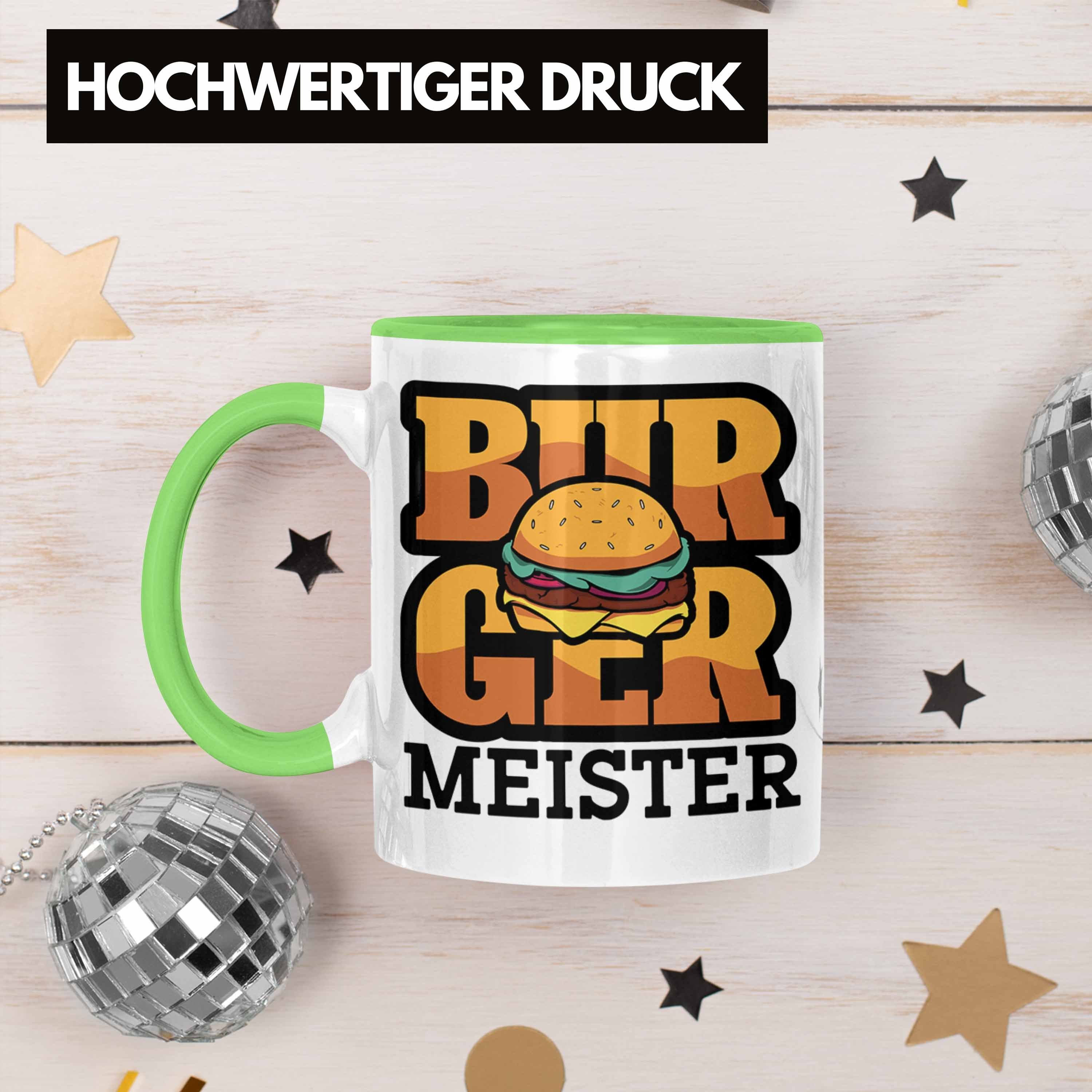 Trendation Burger Meister Tasse Geschenk Grillen Liebhaber Sommer Grün Tasse G Burger Spruch