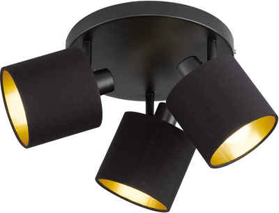 TRIO Leuchten Deckenstrahler »Tommy«, ohne Leuchtmittel, 3-flammig (E14) in schwarz-gold Optik, Spots einzeln schwenkbar