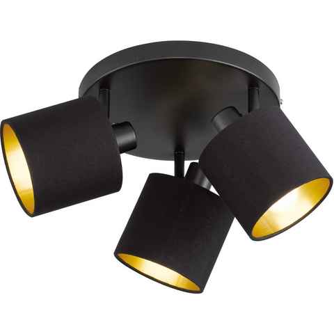 TRIO Leuchten Deckenstrahler Tommy, ohne Leuchtmittel, 3-flammig (E14) in schwarz-gold Optik, Spots einzeln schwenkbar