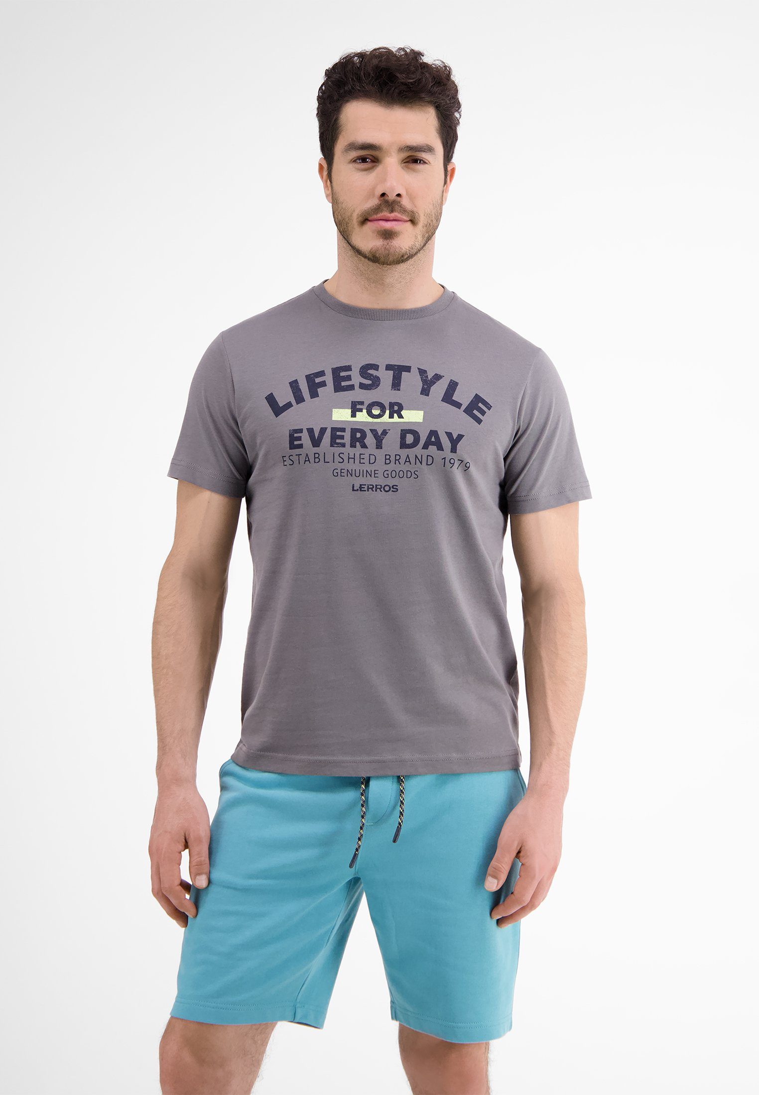 Netzsicher! LERROS T-Shirt day* GREY T-Shirt MELANGE every for *Lifestyle LERROS