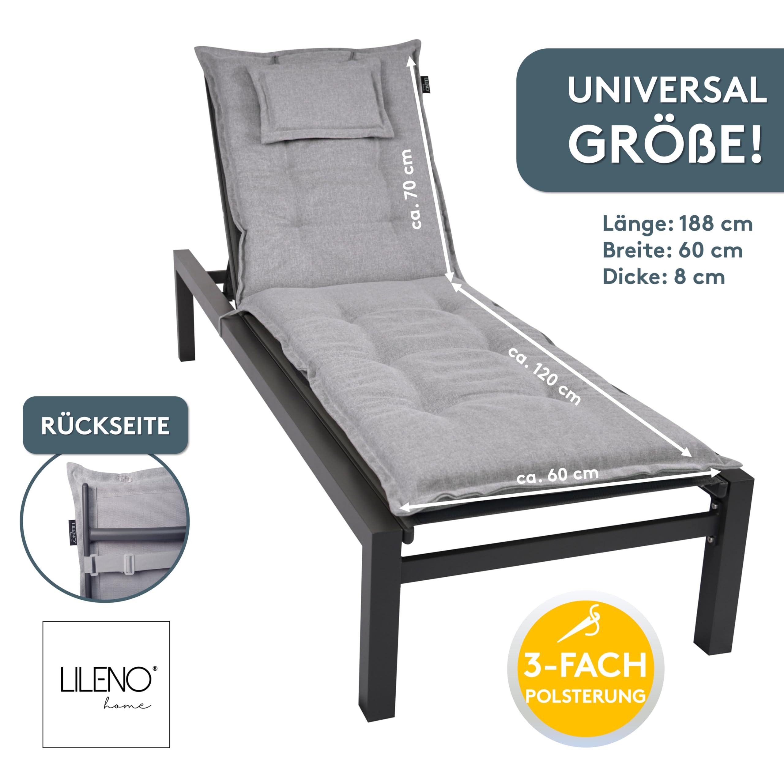 LILENO HOME Liegenauflage perfekt für Strandliegen, Sonnenliege Auflage, Gartenliege Auflage, (1er Set), Polsterauflage Silber Y, Auflagen für Gartenliegen