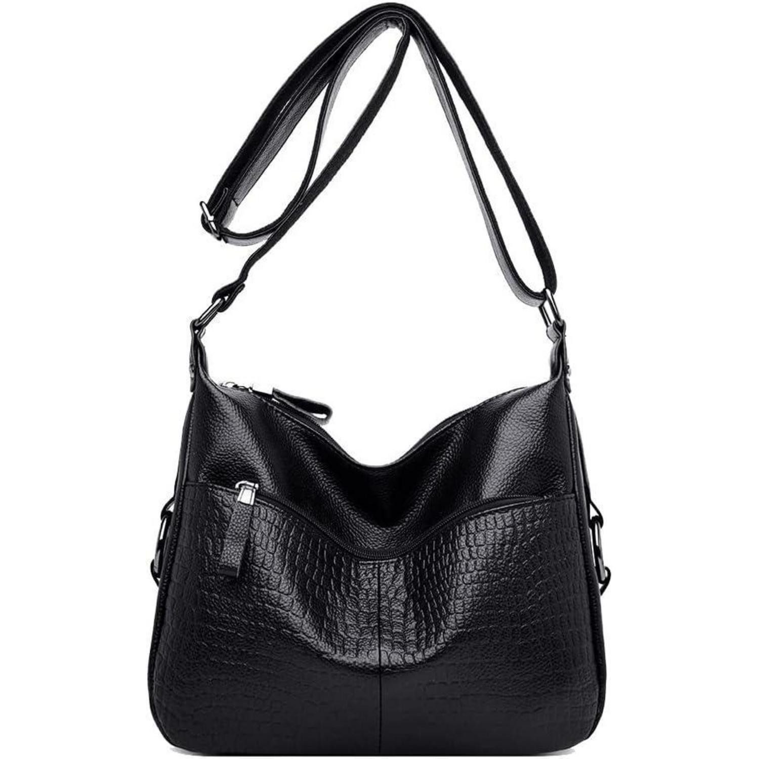 Umhängetasche Damen Umhängetasche PU-Leder Schultertasche Schwarz Leicht Elegante