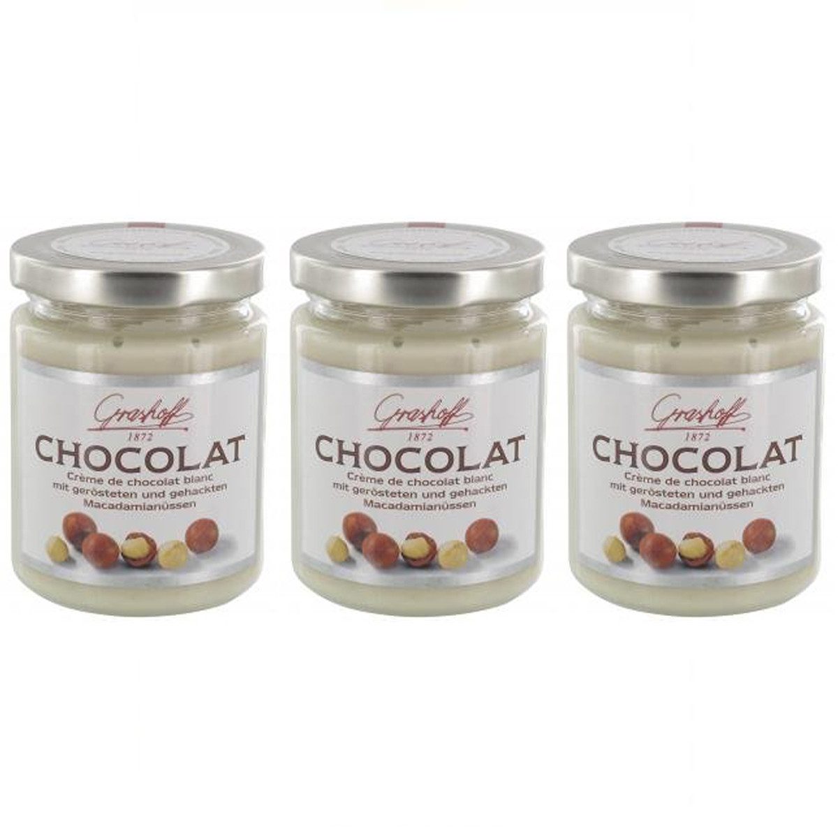 Grashoff Schokoaufstrich, Grashoff Weiße Schokoladencreme Macadamianüssen 235g 3er Pack