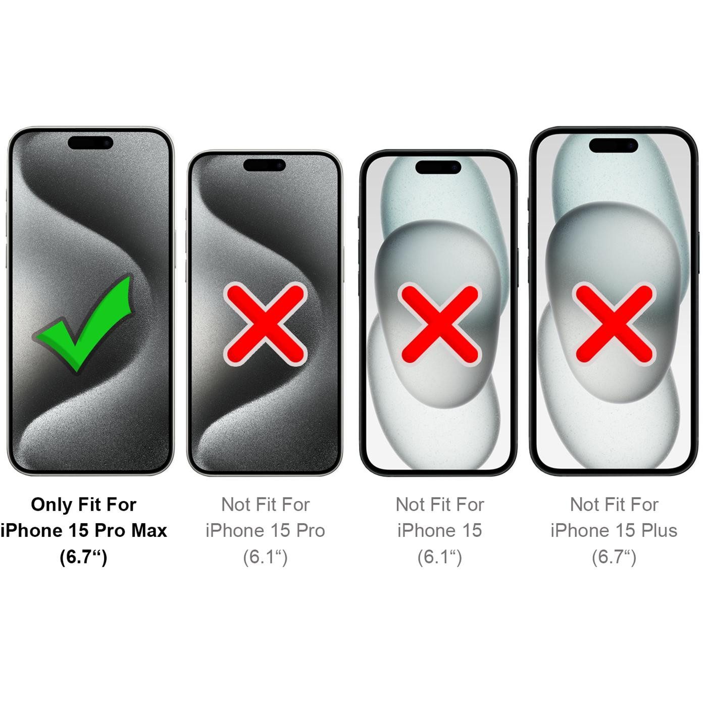 CoolGadget Handyhülle Magnet Book Case für Apple iPhone 15 Pro Max Hülle + Klapphülle 6,7 Zoll, 2in1 abnehmbare magnetische RFID Schutzhülle Kartenfach Fotofenster