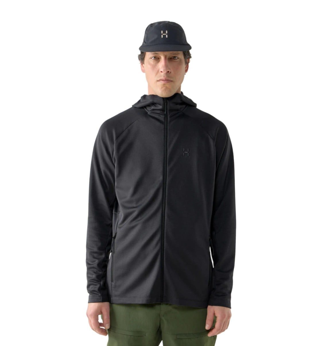 Haglöfs Fleecejacke Korp Mid Hood (Midlayer, atmungsaktiv) schwarz Herren