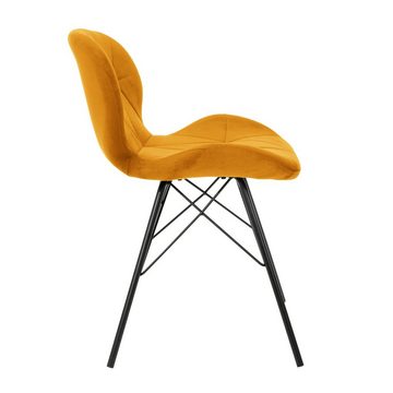 ML-DESIGN Stuhl Esszimmerstuhl Küchenstuhl Wohnzimmerstuhl Polsterstuhl (6 St), 6er Set Ocker Samtbezug Metallbeine ergonomisch