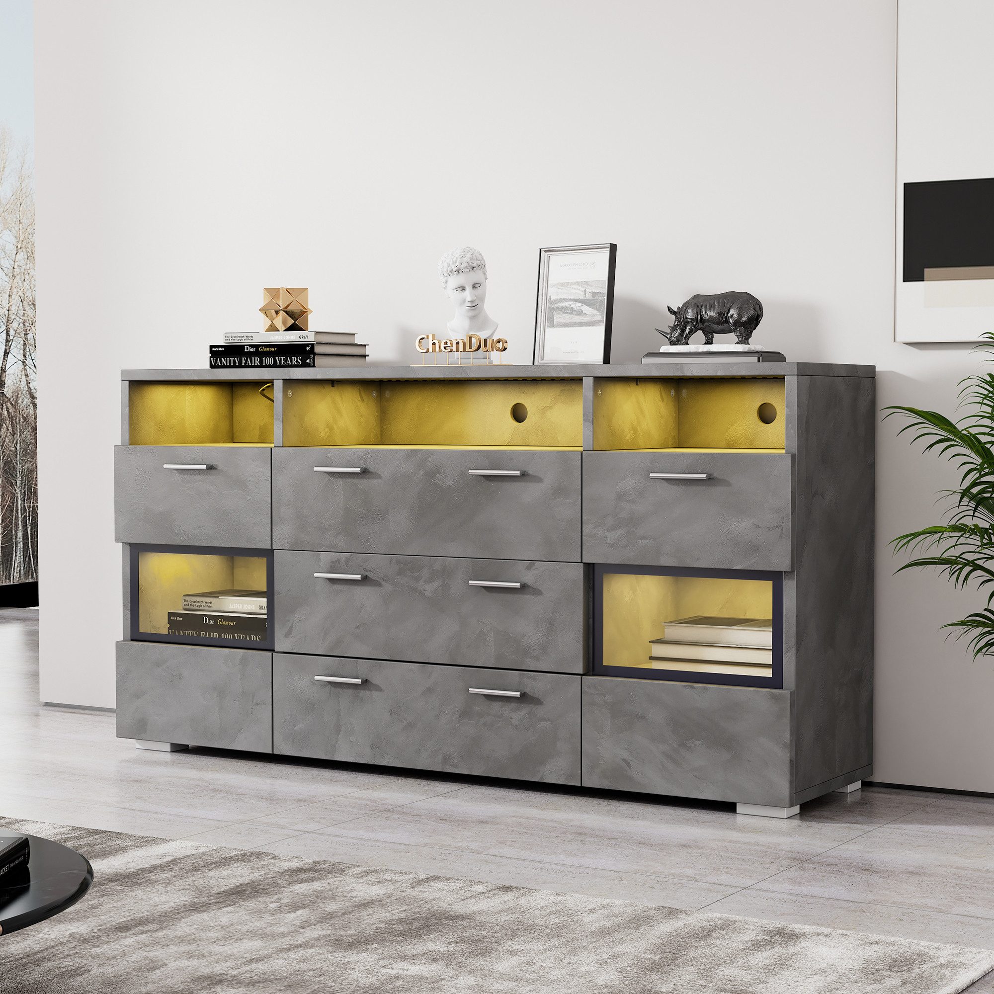 STILVORA Sideboard Beistellschrank mit 3 Schubkästen& günstig online kaufen