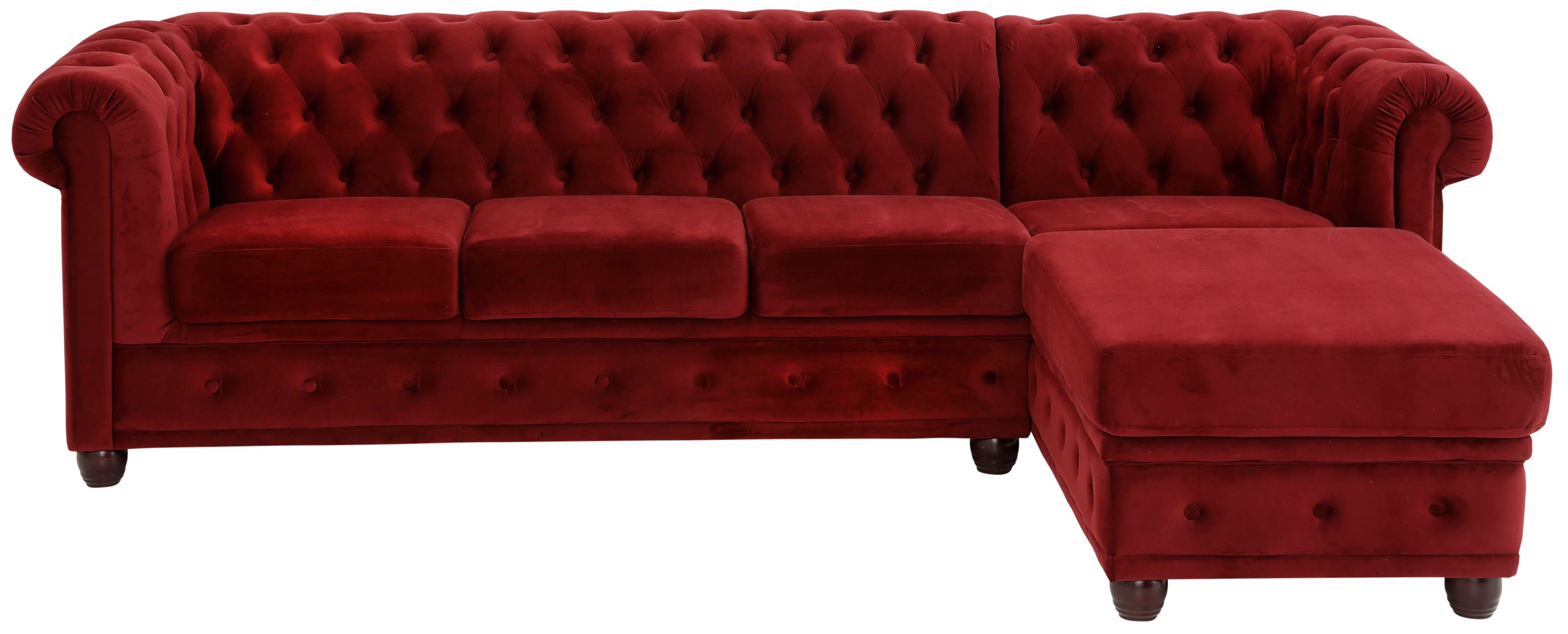 Home affaire Chesterfield-Sofa New Castle L-Form, hochwertige Knopfheftung in Chesterfield-Design, B/T/H: 255(171/72)