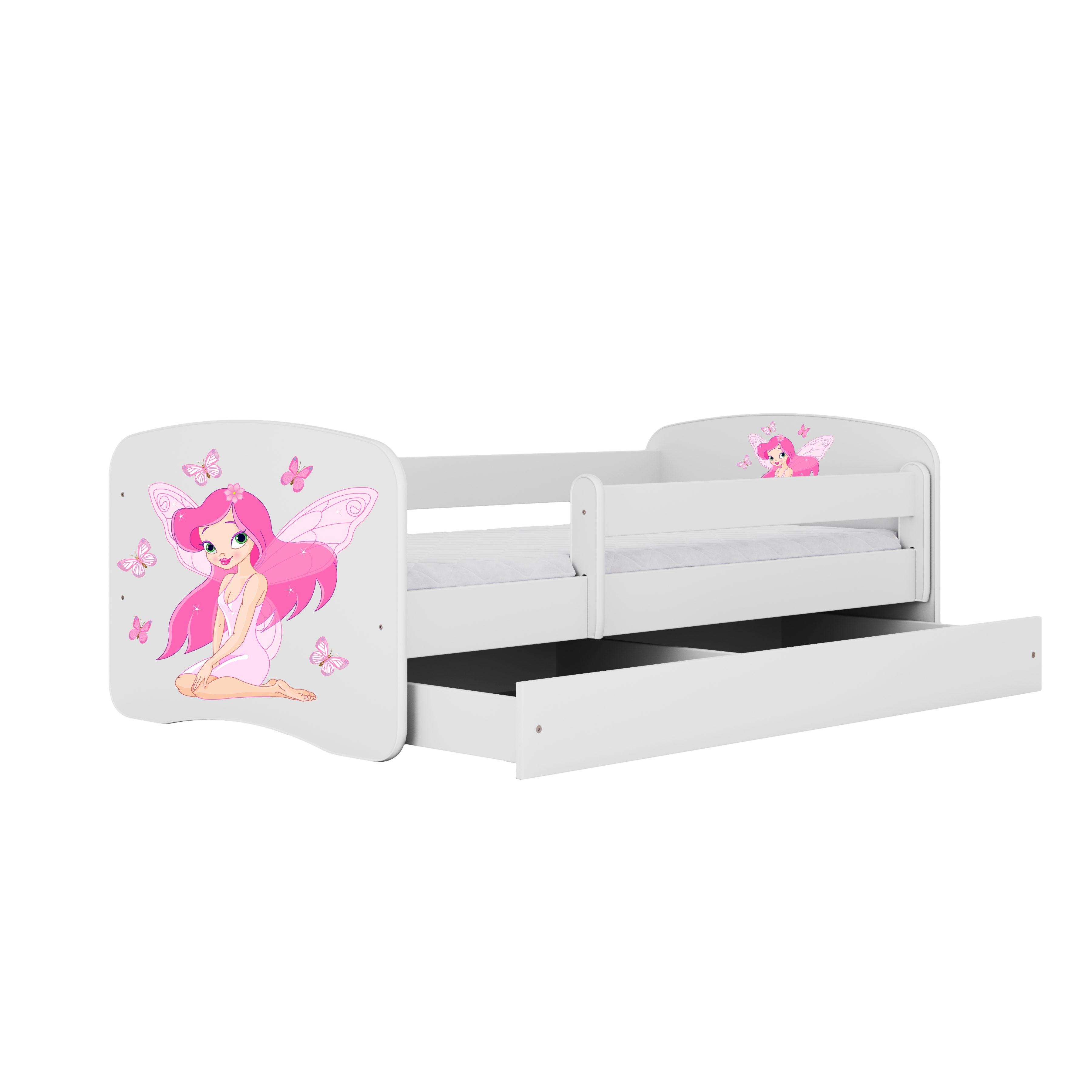 Raumhirsch Furniture Kinderbett 70x140, 80x160, 80x180 cm - Komplettset mit Matratze & Schublade (Bett für Mädchen, Einzelbett Kinder 2–12, mit Rausfallschutz & Lattenrost), verschiedene Farben & Designs