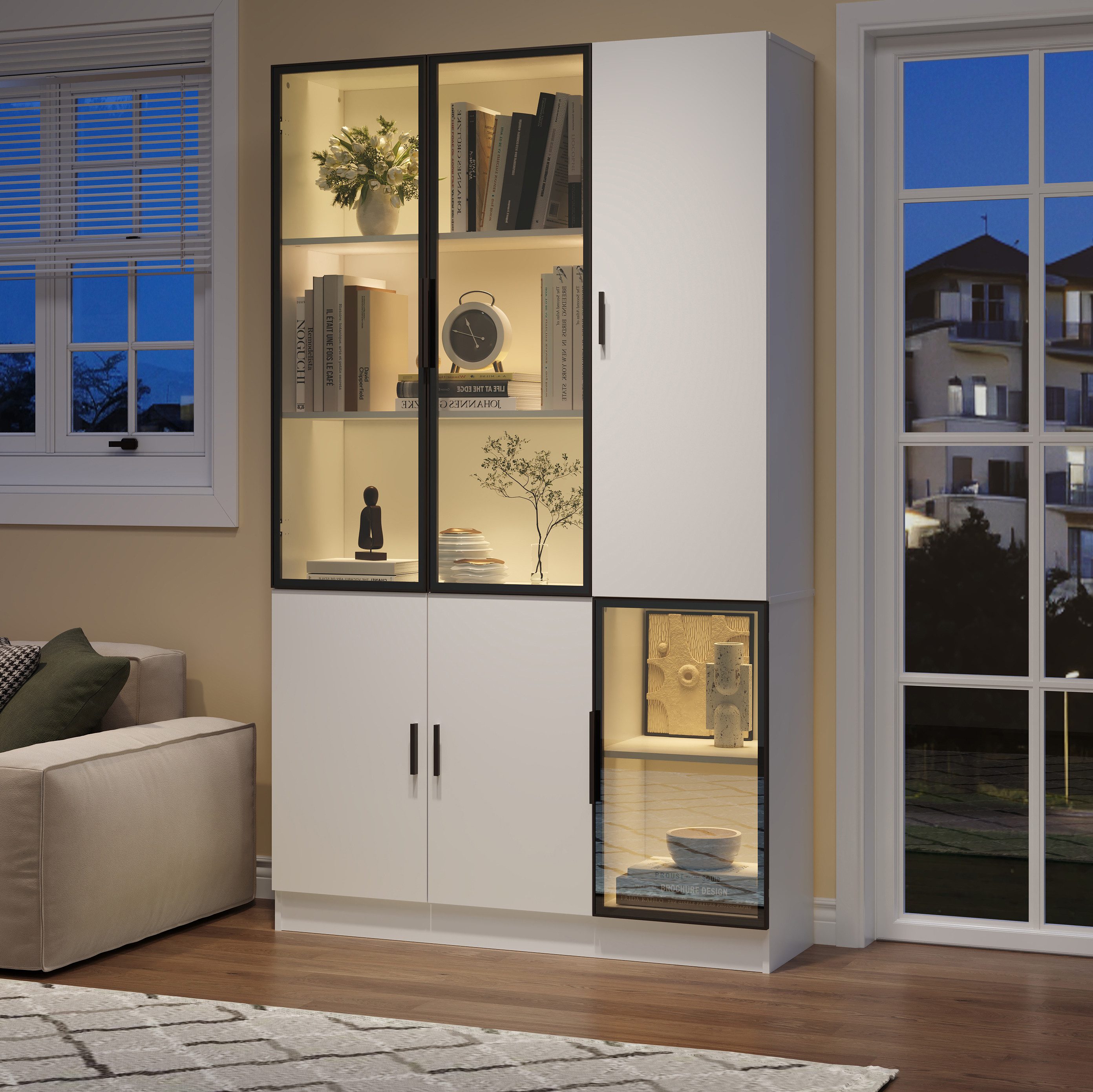 REDOM Vitrine Robuste Spanplatten-Vitrine mit Fernbedienung für LED (Hochsc günstig online kaufen