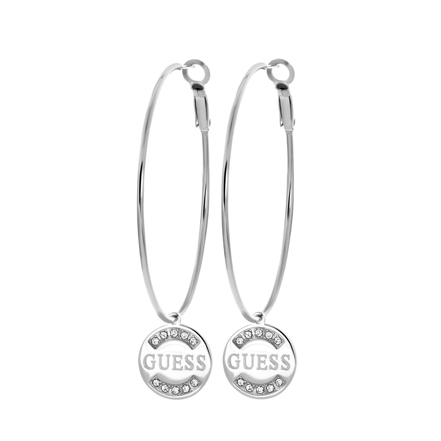 Guess Paar Creolen Ohrring - Stahl - Silber - Kristall - Damen