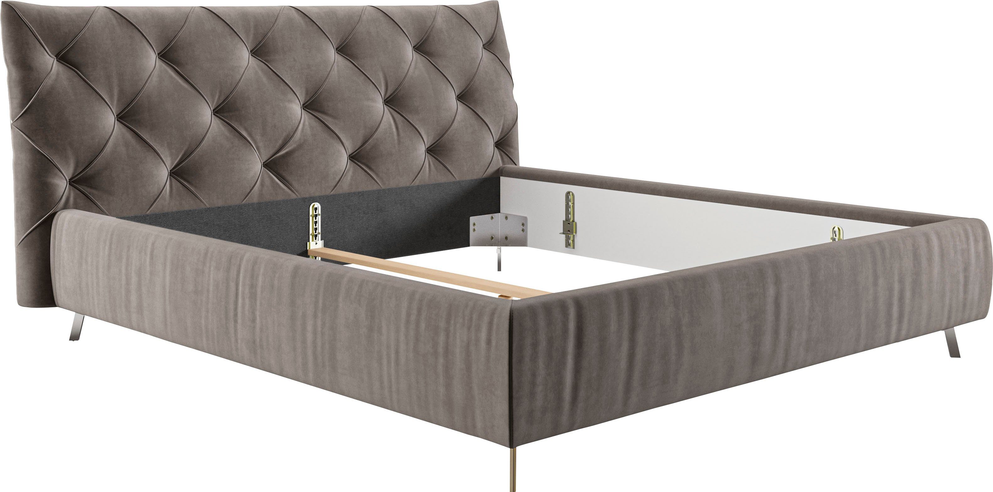 Home affaire Polsterbett Elloree in 4 Breiten bis 200cm, auch in Leder, Kopfteilhöhe 105cm, belastbar bis 280 kg, auch in Überlänge 220cm