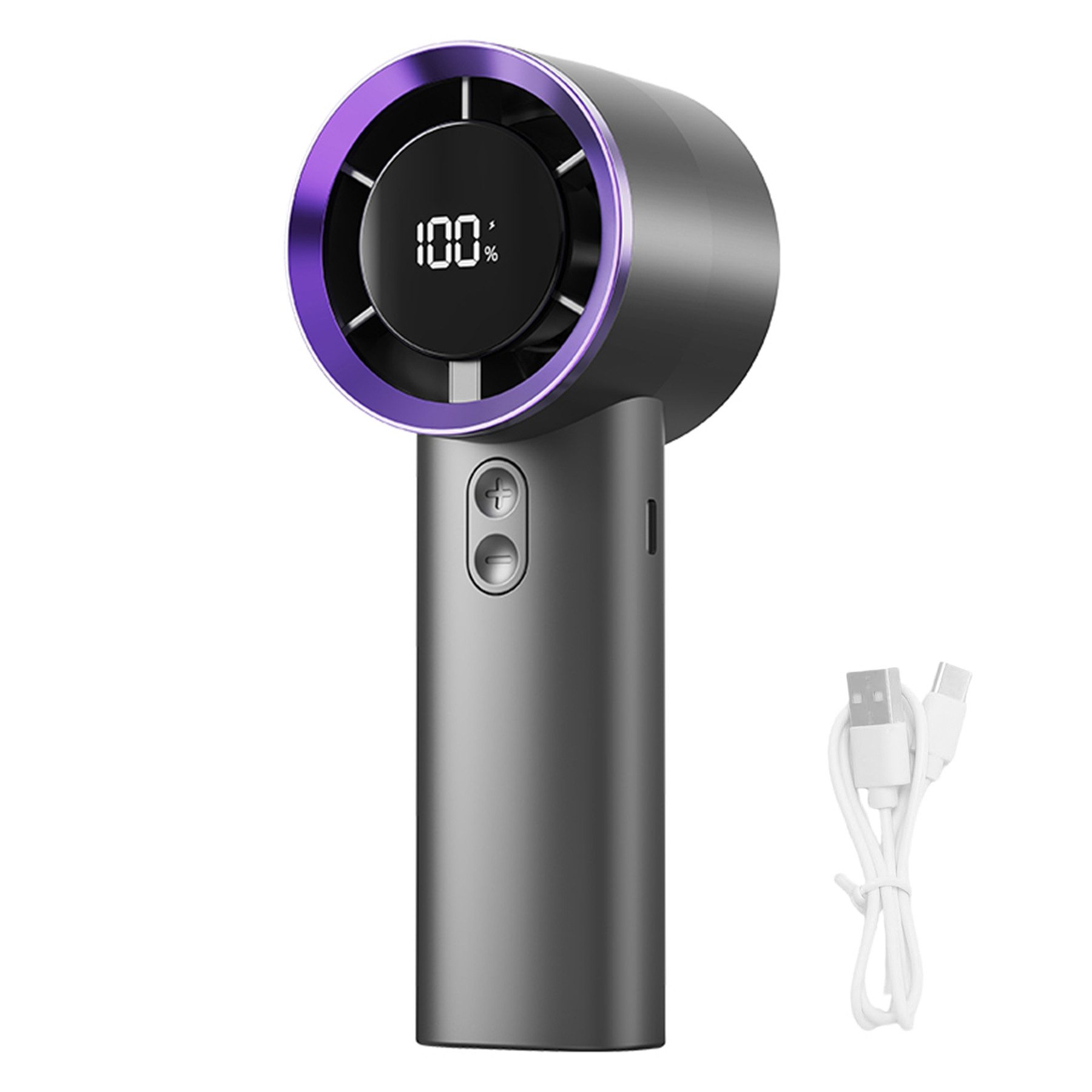 Senmudi Handventilator Tragbarer Handventilator Einstellbare Geschwindigkeit (1-100)Gang-Wind, Wiederaufladbarer 2000mAh Digitales Display,Für Reisen Camping Outdoor