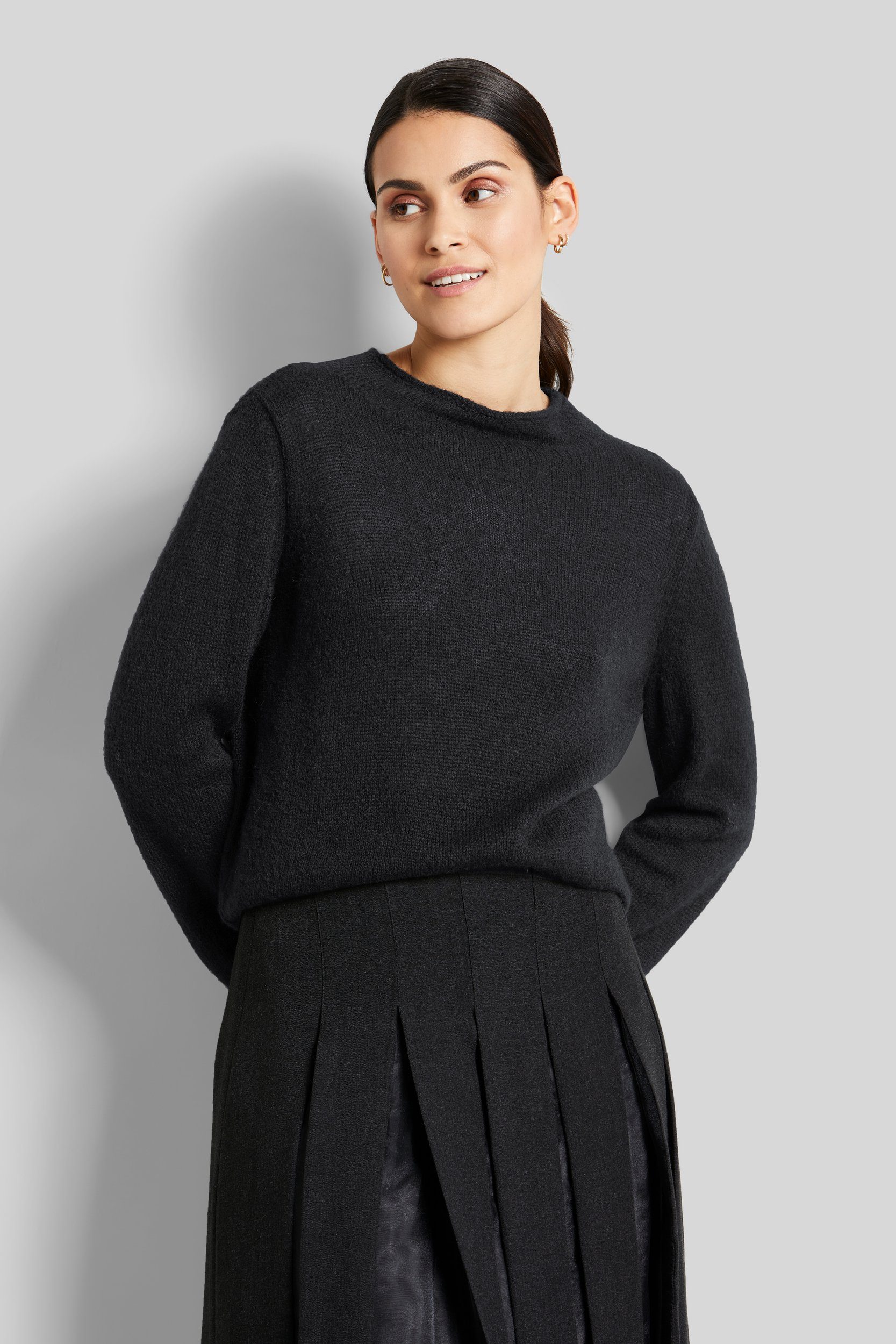 Damen Pullover Mit Leopardenmuster & Stehkragen – überschnittene Schultern, Langarm