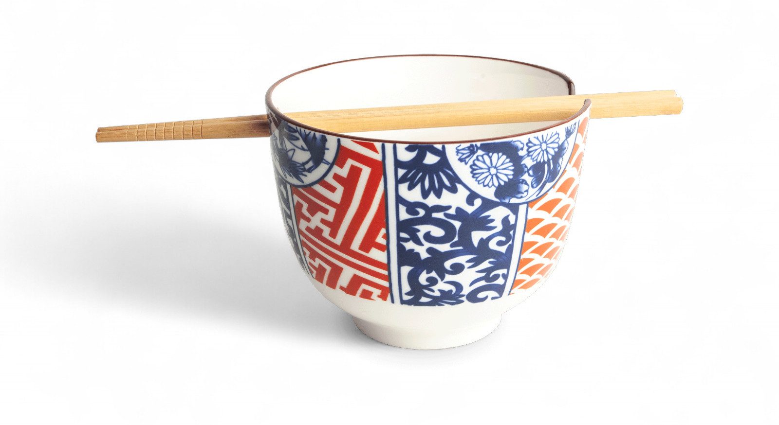 WestCraft Snackschale Soba-Bowls ASIATICA, Porzellan-Schale, Reis mit Stäbchenhalter Ø 13 cm, Porzellan, (3-tlg), Inkl. Essstäbchen - ideal für Soba, Ramen, Udon oder Reisgerichte.