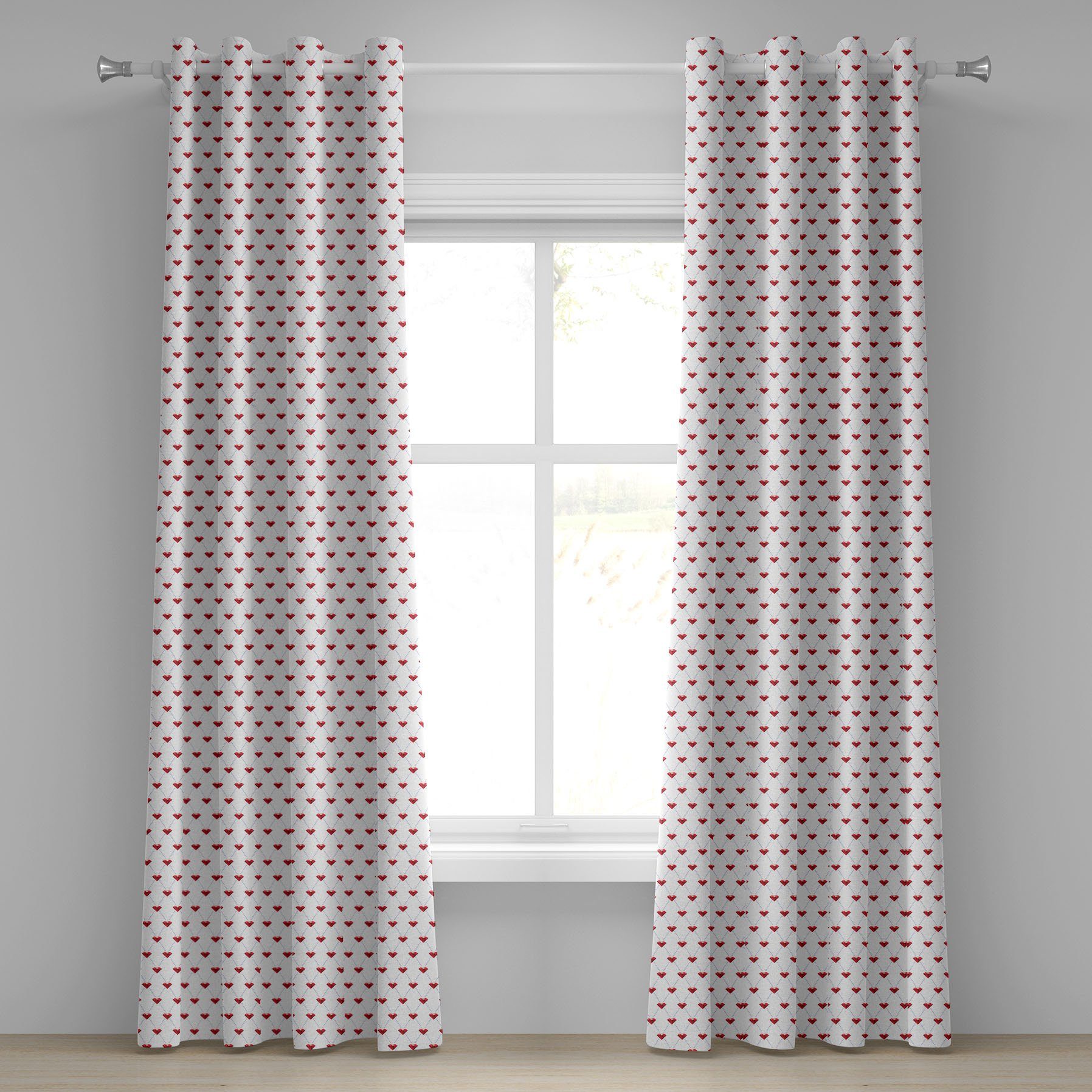 Gardine Dekorative 2-Panel-Fenstervorhänge für Schlafzimmer Muster Wohnzimmer, Gepunktete Abakuhaus, Diamanten Steine