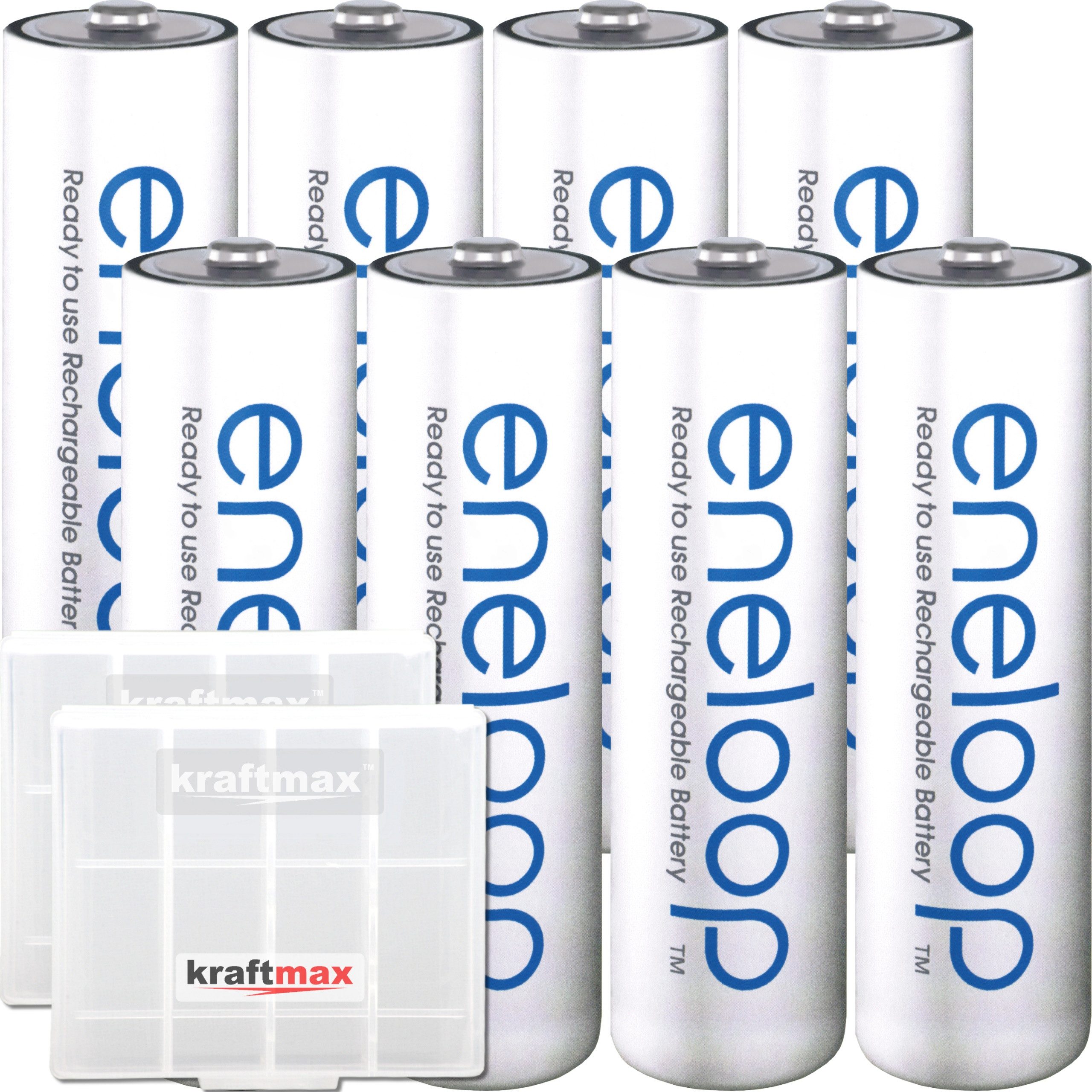 eneloop 8er Pack Panasonic Eneloop AA / Mignon Akkus - in Kraftmax Akku Box Akku-Set