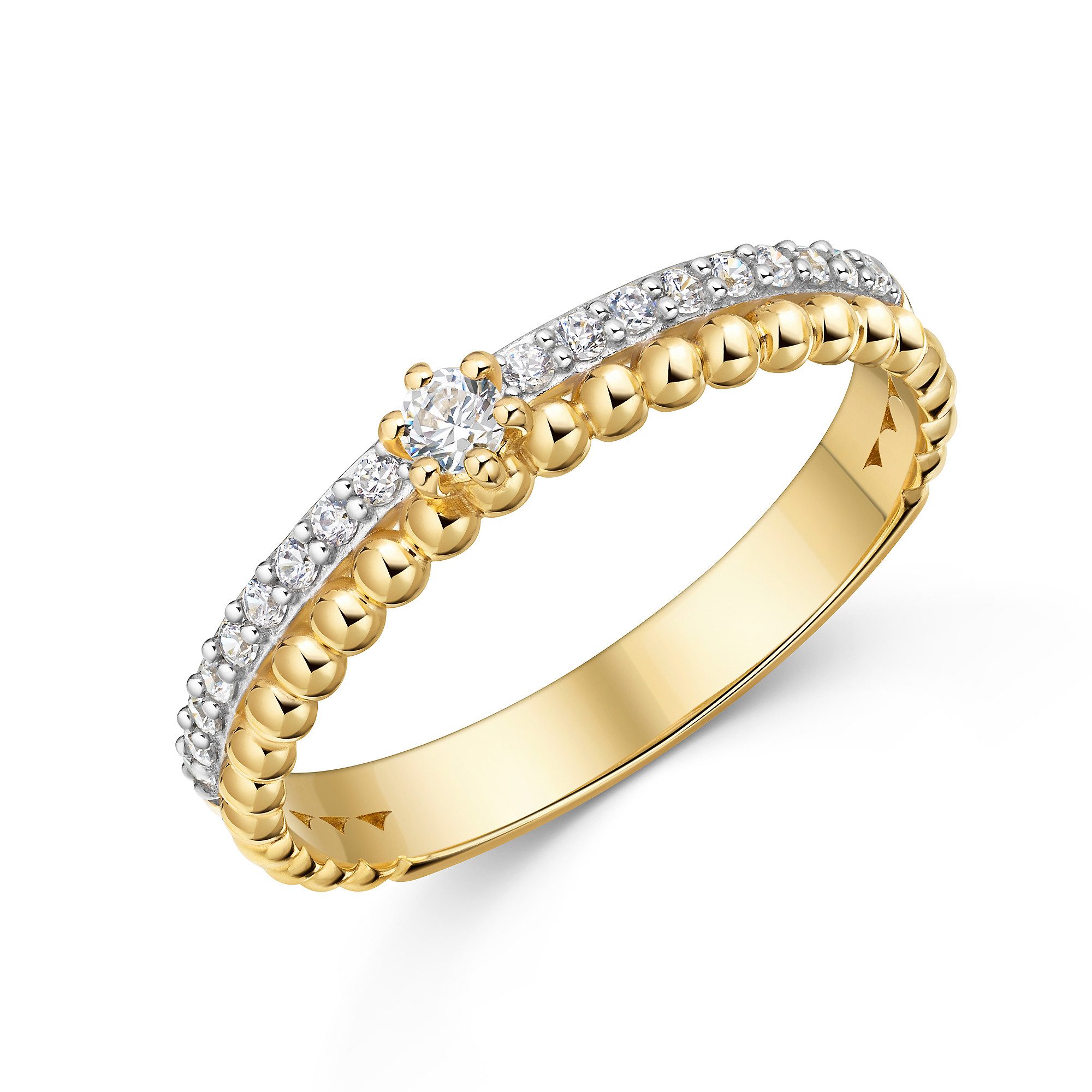 Fingerring Schmuck Geschenk Gold 333 Damenring Ring Kugeln bicolor