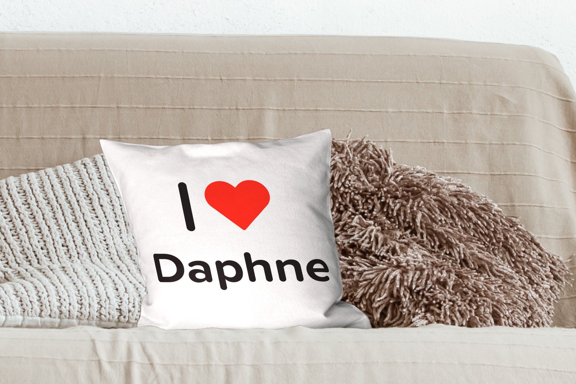 Schlafzimmer, Daphne Wohzimmer, MuchoWow mit Dekokissen Deko, - liebe Füllung für - Ich Zierkissen Mädchen, Sofakissen