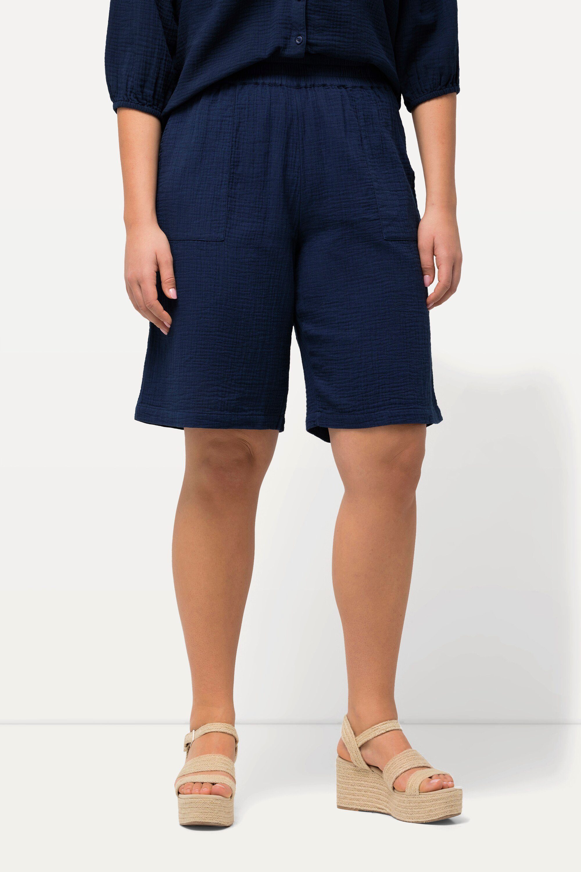 Ulla Popken Jeansshorts Шорты Rose Musselin weites Bein Elastikbund