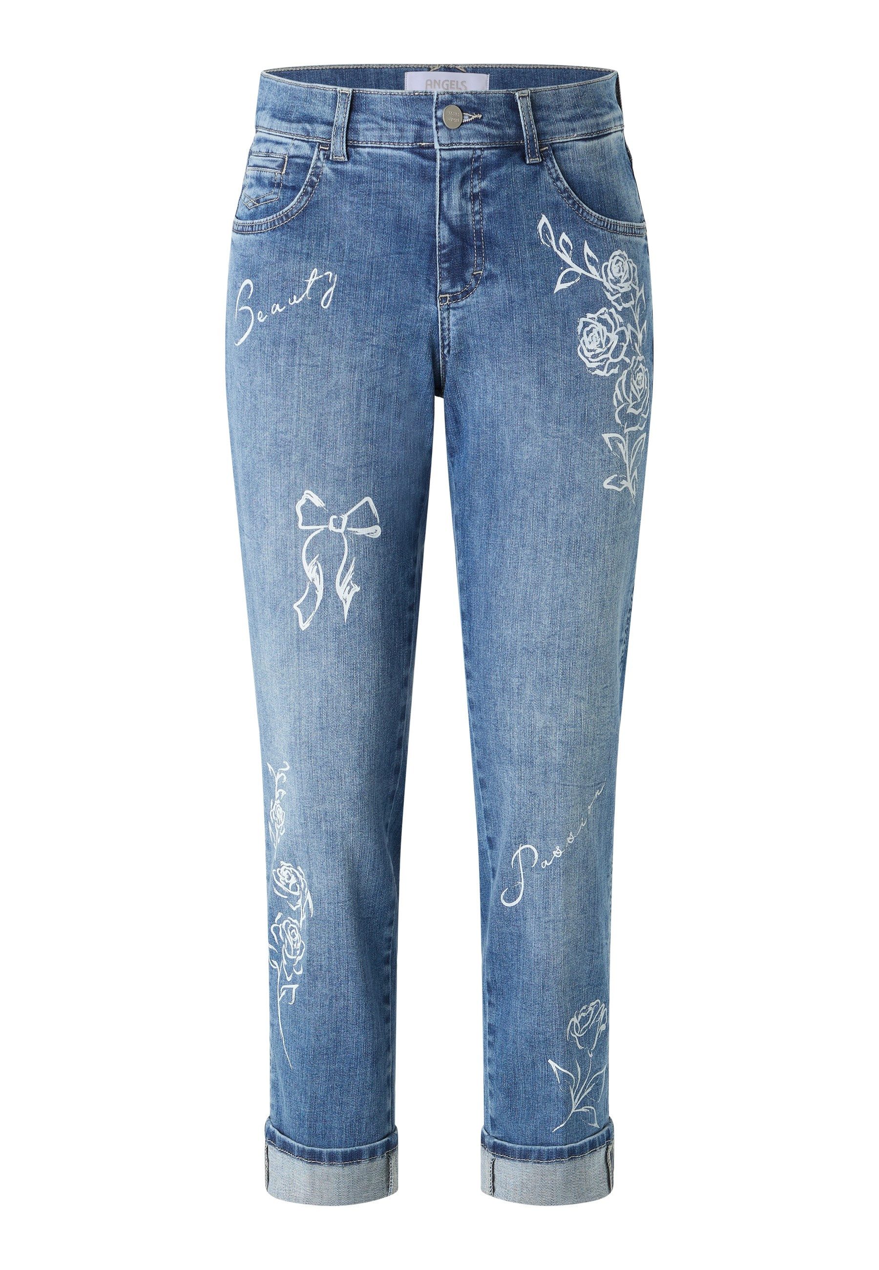 ANGELS High-waist-Jeans Darleen Beauty mit floralen Prints und Stretch