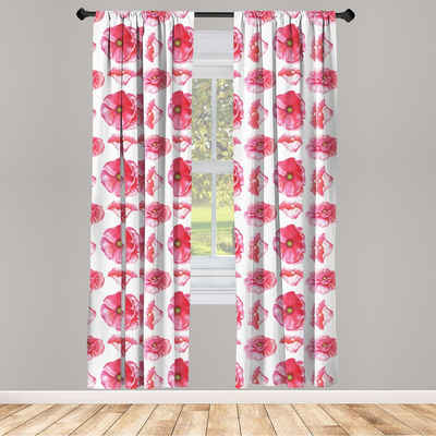 Gardine Vorhang für Wohnzimmer Schlafzimmer Dekor, Abakuhaus, Microfaser, Rosa Blumen Große Anemone Blütenblätter Kunst