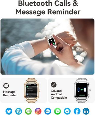 Fitonme Smartwatch (1,32 Zoll, Android, iOS), Armbanduhr Telefonfunktion Pulsuhr SpO2 Blutdruckmessung Schrittzähler