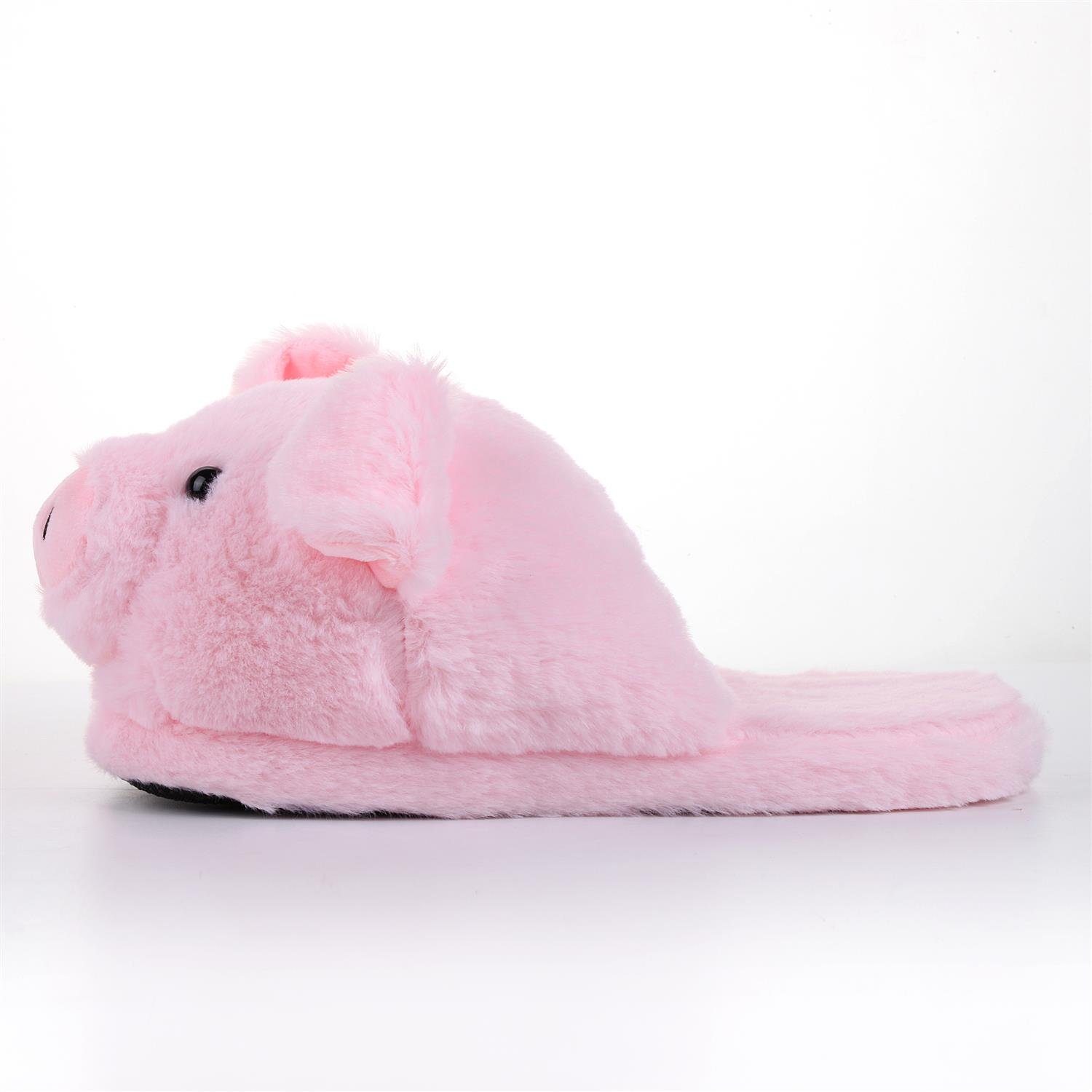 rosa offen) (hinten Kuschelige Katara Plüsch (Schwein, Lama, Schweinchen Hausschuhe Pantoffeln Tier Bär)