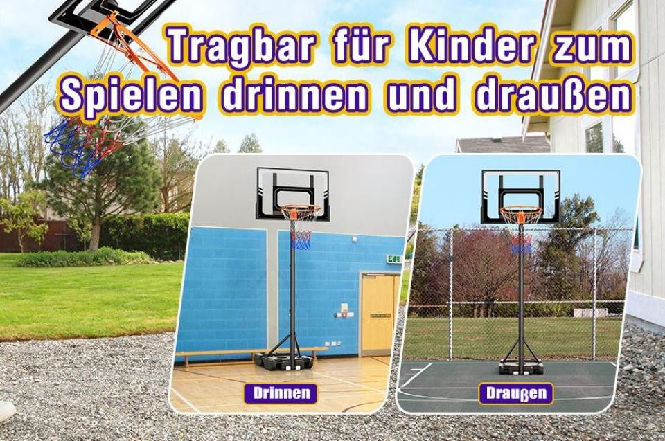 OUNUO Basketballkorb höhenverstellbarer Basketballkorb mit bruchsicherer PC-Rückwand
