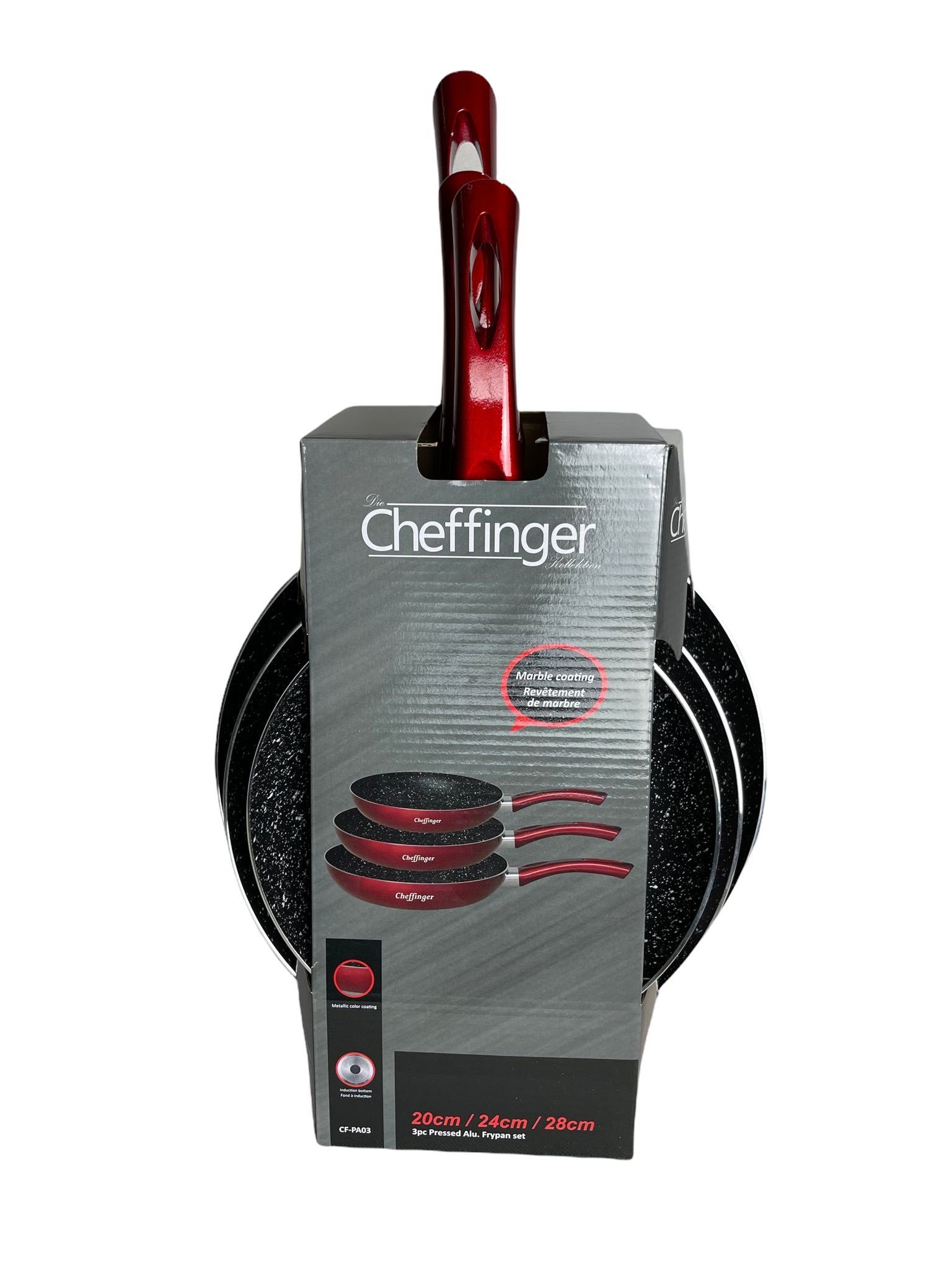 Cheffinger Pfannen-Set Pfannenset 3 tlg. Induktion Antikratz Marmor Bratpfanne – Bild 4 von 5
