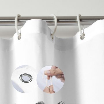 Coonoor Duschvorhang Textil Anti-schimmel Wasserdicht Waschbar Badvorhang 180 x 180 cm, aus Polyester Stoff, Duschvorhang Pflanzen, Inkl. 12 Ringe