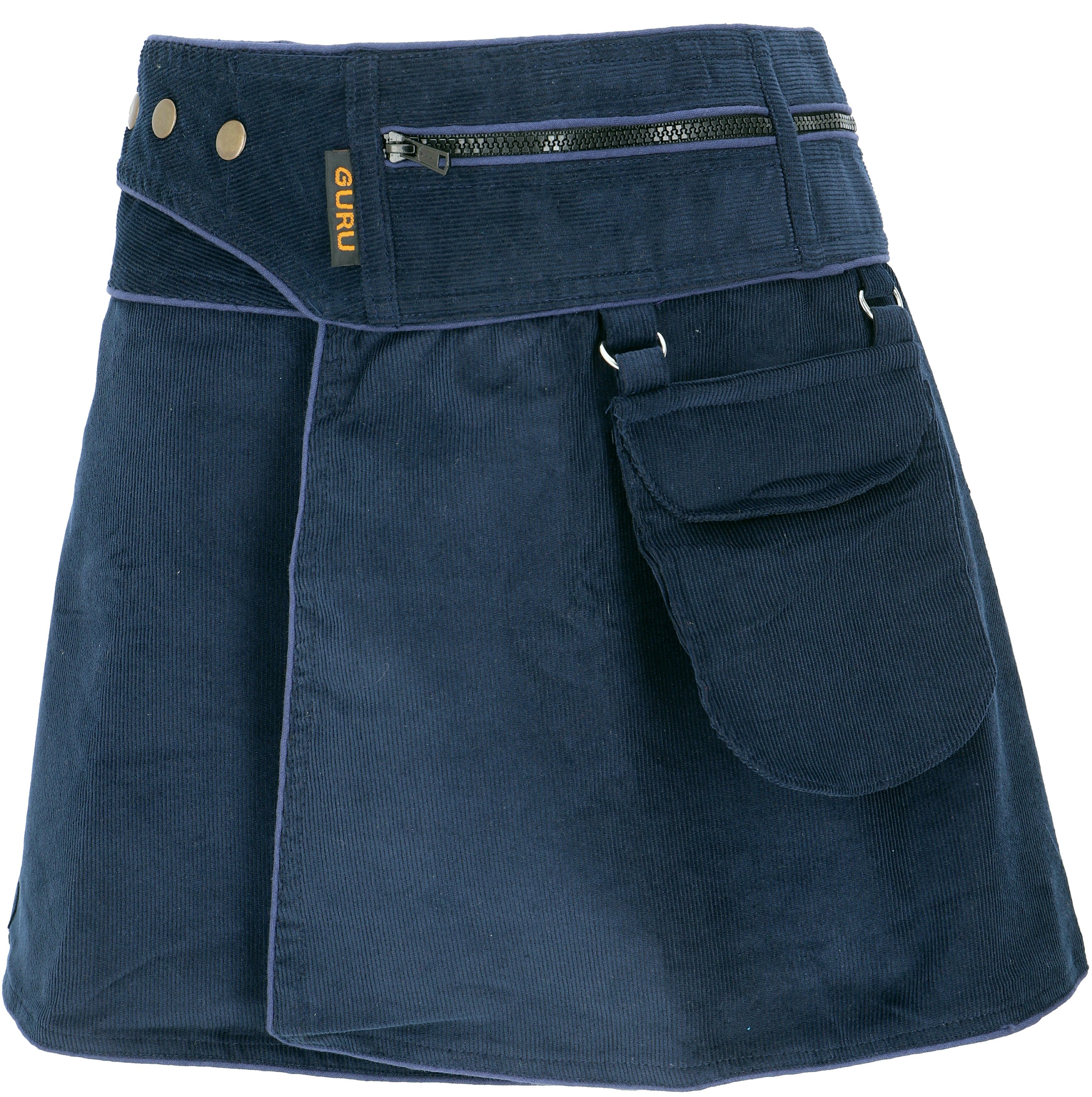 Guru-Shop Minirock Wickelrock, Cord Minirock - dunkelblau alternative Bekleidung