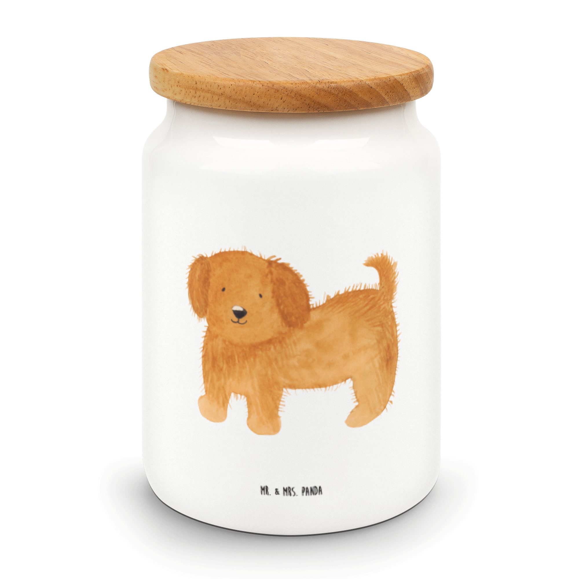 Mr. & Mrs. Panda Vorratsdose Hund flauschig - Weiß - Geschenk, Hundebesitzer, Hunde, Hundemama, Ke, Keramik, (1-tlg)