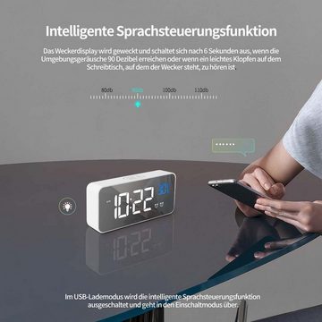 JOEAIS Wecker Digital Wecker Alarm Digital Clock uhren & Wecker Nachttisch uhr Dual-Alarm 5 Helligkeit 16 Klingeltöne 12/24 Stunden Schlummerfunktion