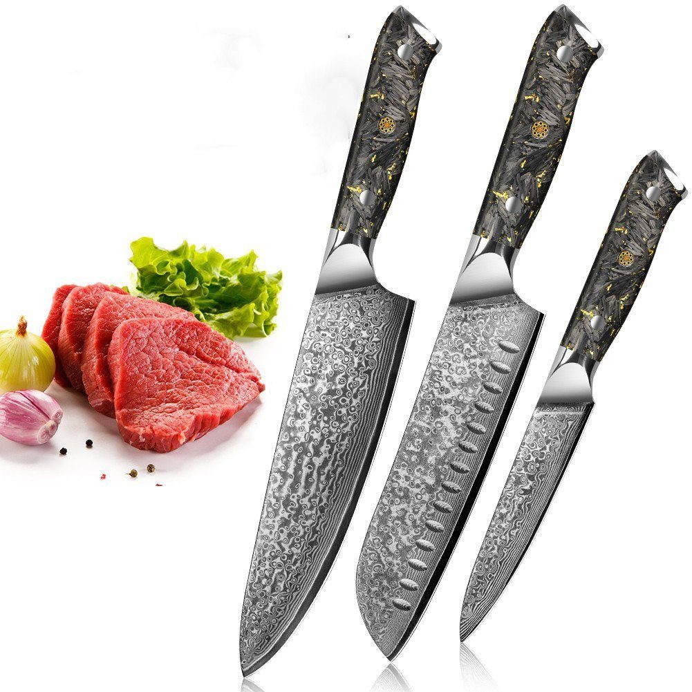 Messerset VG10 Damast von Messer-Set 20cm Coisini Küchenmesser Damaststahl 3er (3-tlg) bis 12.5cm