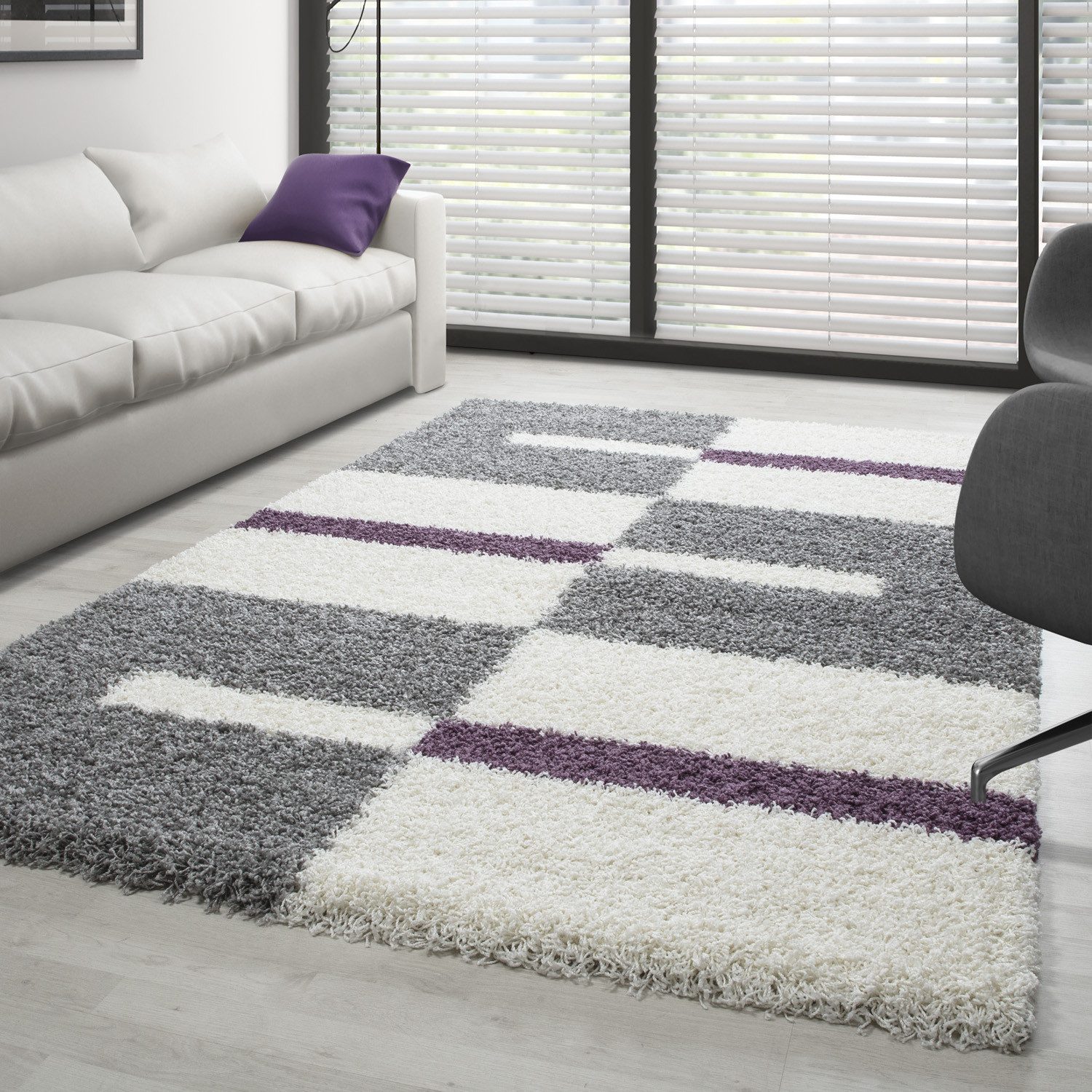 Carpettex Hochflor-Teppich Kariert Design, Läufer, Höhe: günstig online kaufen