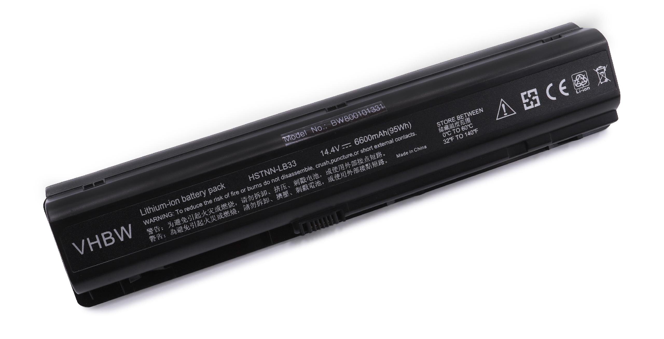 dv9105EU dv9096XX, / mAh Pavilion Li-Ion) für vhbw 6600 14,4V, HP dv9098XX, (6600mAh, dv9097XX, dv9099EA, Laptop-Akku Netbook dv9097EA, dv9099XX, passend DV9100, Notebook