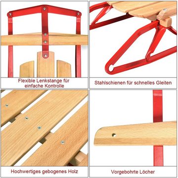 COSTWAY Schlitten Rodel, 137cm Schneeschlitten, 150kg belastbar