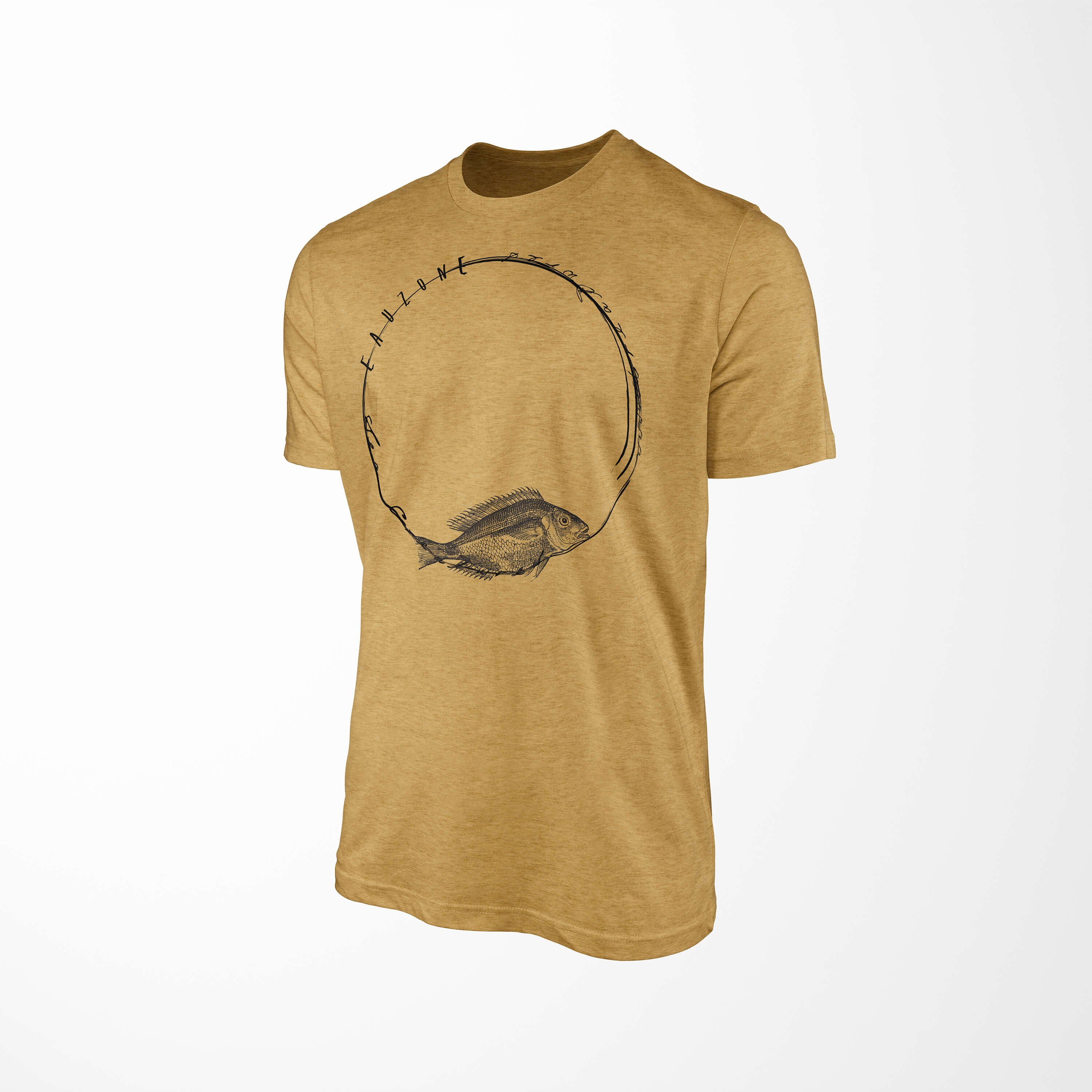 Schnitt Antique Fische Tiefsee und Sea sportlicher Serie: Sea Sinus 037 feine Gold Creatures, T-Shirt T-Shirt / Struktur Art -