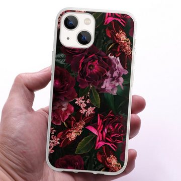 DeinDesign Handyhülle Rose Blumen Blume Dark Red and Pink Flowers, Apple iPhone 13 Mini Silikon Hülle Bumper Case Handy Schutzhülle
