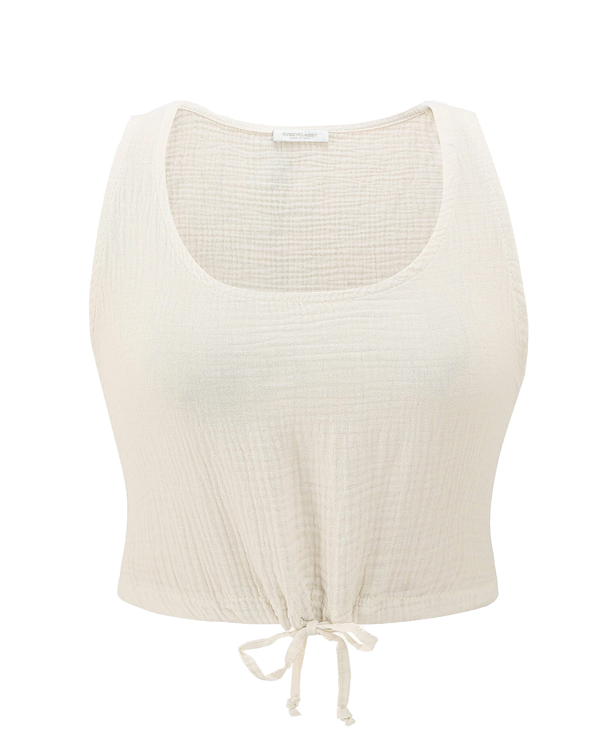SASSYCLASSY Crop-Top Oversize Musselin Top Baumwoll günstig online kaufen