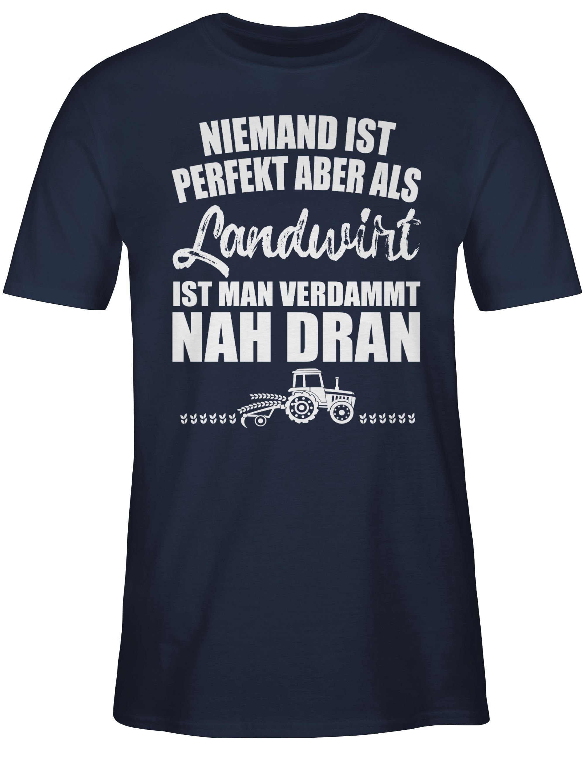 Shirtracer T-Shirt Landwirt Bauer Navy Geschenk Blau - Niemand perfekt 03 Landwirt ist