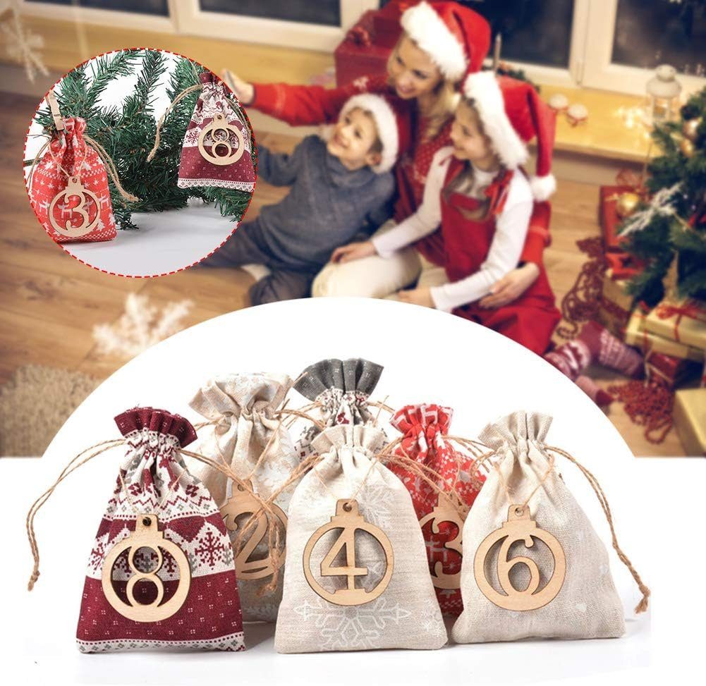 autolock 24-teilige Weihnachts-Adventskalender, (24-tlg) Befüllbarer Adventskalender Geschenktüte